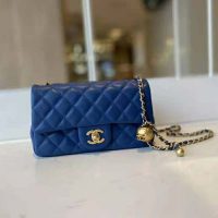 Chanel Women Mini Flap Bag Lambskin & Gold-Tone Metal Bluein & Gold-Tone Metal Blue (1)