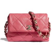 Chanel Women Small Flap Bag Lambskin & Gold-Tone Metal Coral