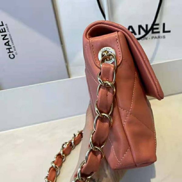 Chanel Women Small Flap Bag Lambskin & Gold-Tone Metal Coral (6)