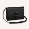 Louis Vuitton LV Women Twist MM Handbag M57517 in Grained Epi Calfskin-Black