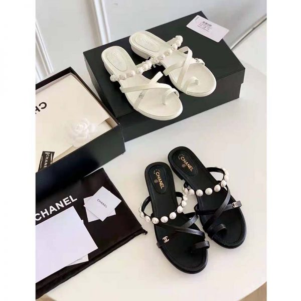 Chanel Women Mules Kid Suede Pearls & Strass Black 1.5 cm Heel (3)