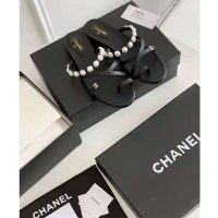 Chanel Women Mules Kid Suede Pearls & Strass Black 1.5 cm Heel