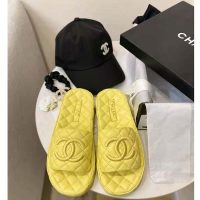 Chanel Women Mules Mules Lambskin Yellow 0.5 cm Heel