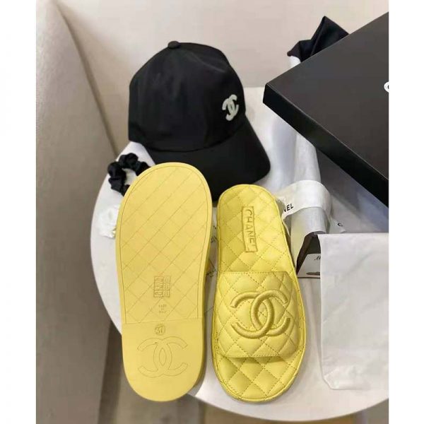 Chanel Women Mules Mules Lambskin Yellow 0.5 cm Heel (3)