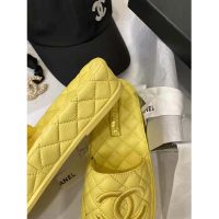 Chanel Women Mules Mules Lambskin Yellow 0.5 cm Heel