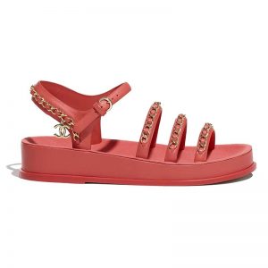 Chanel Women Sandals Calfskin Red 5 mm Heel