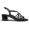 Chanel Women Sandals Iridescent Calfskin Black 5 cm Heel