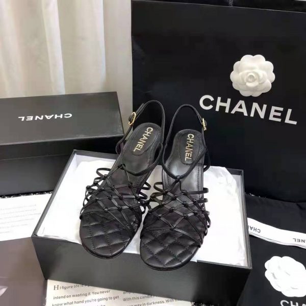 Chanel Women Sandals Iridescent Calfskin Black 5 cm Heel (2)