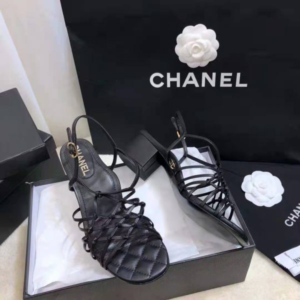 Chanel Women Sandals Iridescent Calfskin Black 5 cm Heel (3)