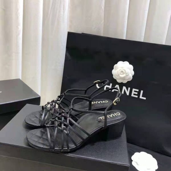 Chanel Women Sandals Iridescent Calfskin Black 5 cm Heel (4)