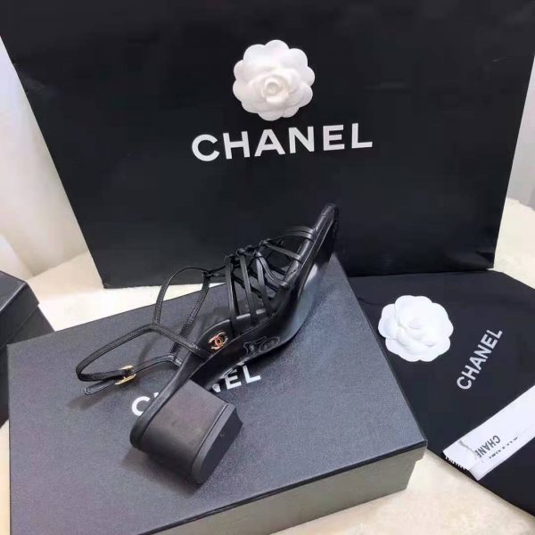 Chanel Women Sandals Iridescent Calfskin Black 5 cm Heel (6)
