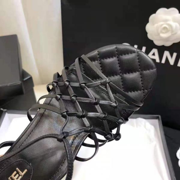 Chanel Women Sandals Iridescent Calfskin Black 5 cm Heel (7)