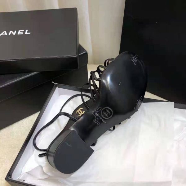 Chanel Women Sandals Iridescent Calfskin Black 5 cm Heel (9)