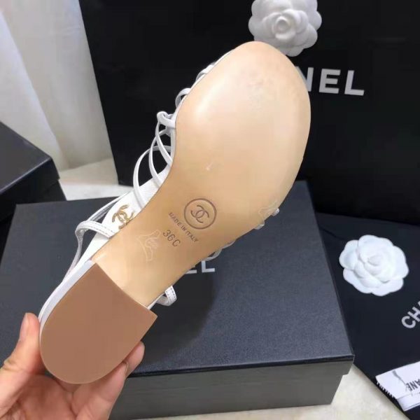 Chanel Women Sandals Lambskin White 5 cm Heel (10)