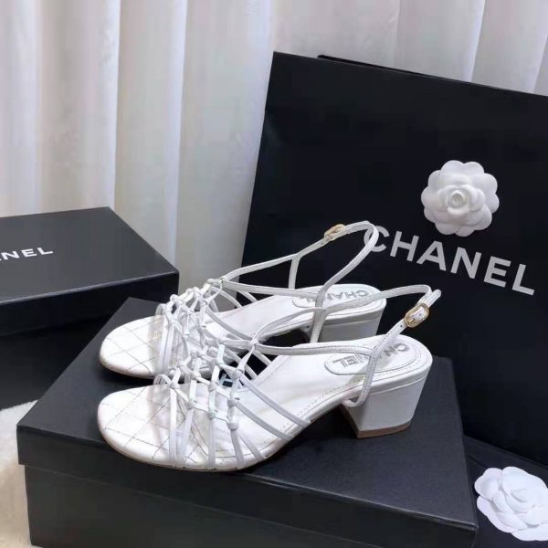 Chanel Women Sandals Lambskin White 5 cm Heel (4)