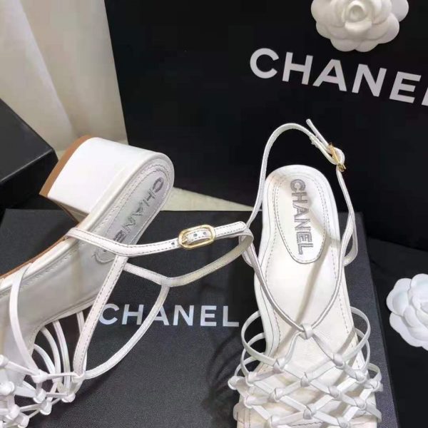 Chanel Women Sandals Lambskin White 5 cm Heel (6)