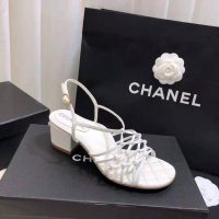 Chanel Women Sandals Lambskin White 5 cm Heel