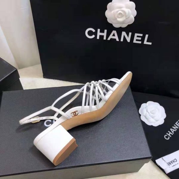 Chanel Women Sandals Lambskin White 5 cm Heel (9)
