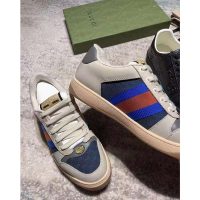 Gucci GG Men’s Screener GG Sneaker White Leather Blue Mini GG Fabric
