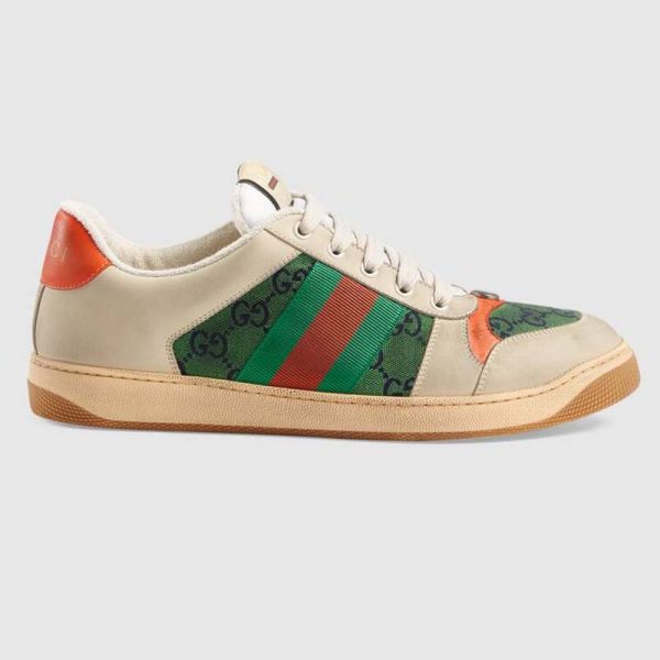 Gucci GG Men’s Screener GG Sneaker White Leather and GG Canvas