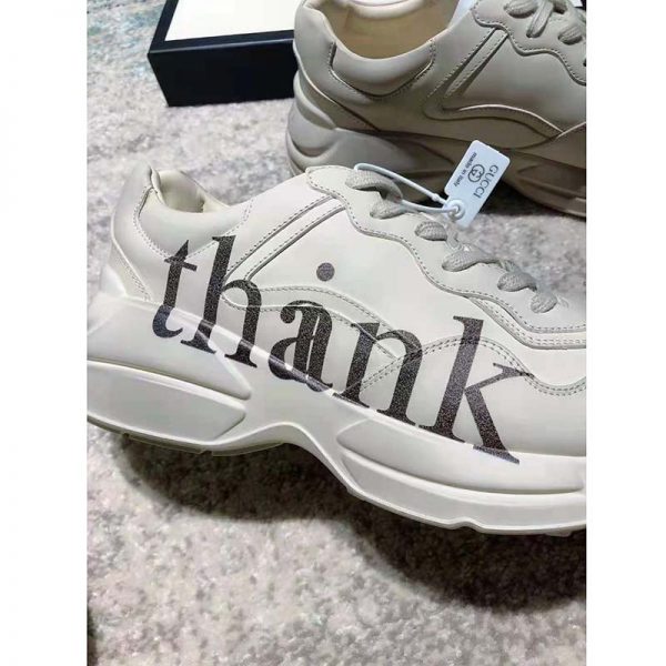 Gucci GG Men’s Think Thank Print Rhyton Sneaker Ivory Leather (5)