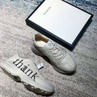 Gucci GG Men’s Think Thank Print Rhyton Sneaker Ivory Leather