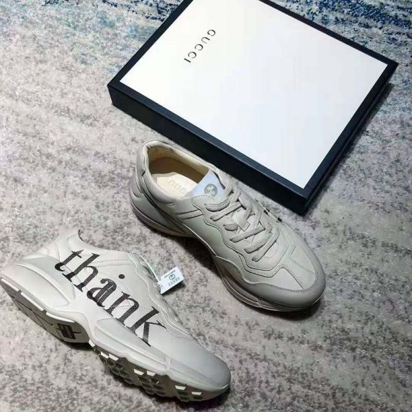 Gucci GG Men’s Think Thank Print Rhyton Sneaker Ivory Leather (6)