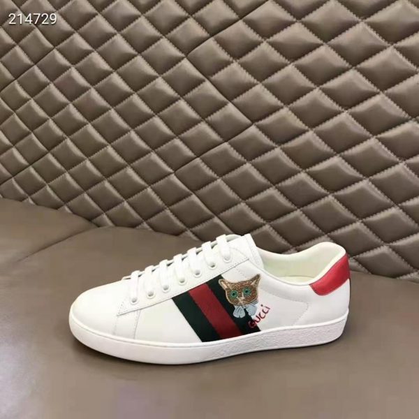 Gucci GG Unisex Ace Sneaker Cat Green Red Web Gucci Cat Embroidery (6)