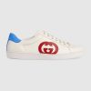 Gucci GG Unisex Ace Sneaker with Interlocking G White Leather 1.5 cm Heel