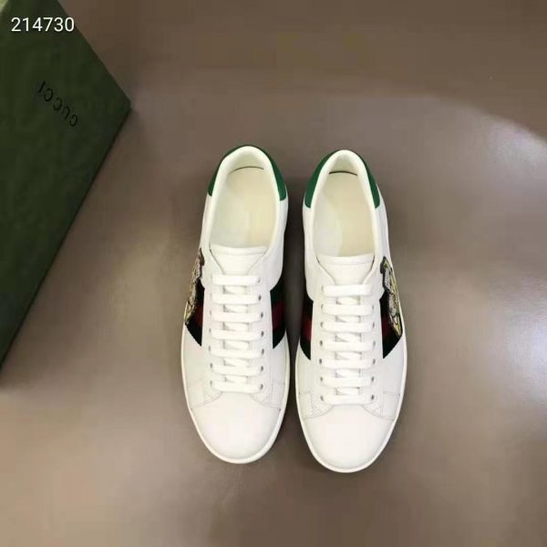 Gucci GG Unisex Bananya Ace Sneaker White Leather with Green and Red Web (10)