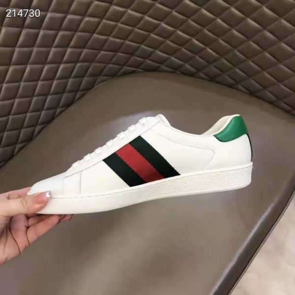 Gucci GG Unisex Bananya Ace Sneaker White Leather with Green and Red Web (6)