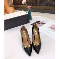 Gucci GG Women’s Leather Pump with Chain Black Leather 9 cm Heel
