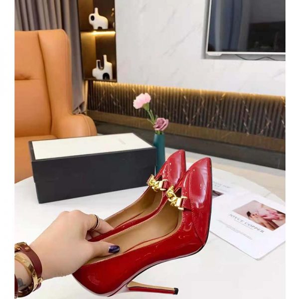 Gucci GG Women’s Leather Pump with Chain Red Leather 9 cm Heel (10)