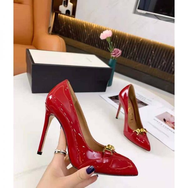 Gucci GG Women’s Leather Pump with Chain Red Leather 9 cm Heel (9)