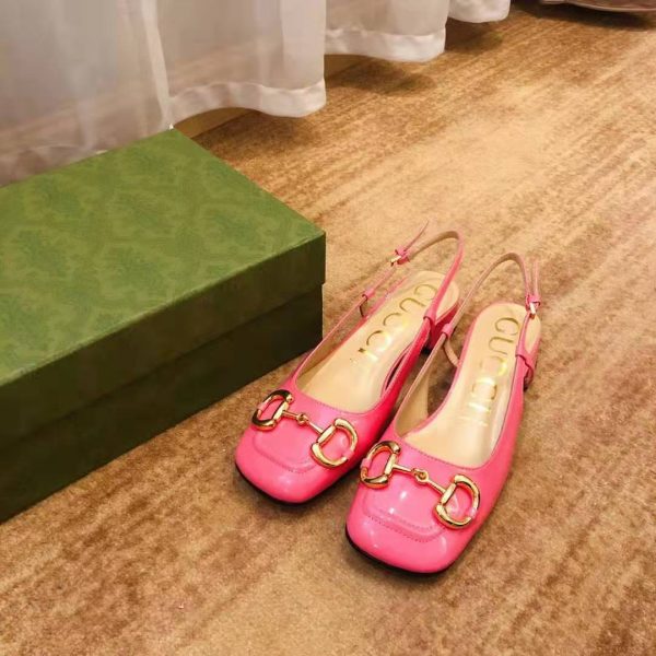 Gucci GG Women’s Mid-Heel Slingback with Horsebit Pink Leather 6 cm Heel (3)