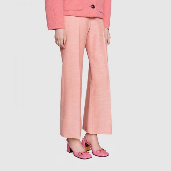 Gucci GG Women’s Mid-Heel Slingback with Horsebit Pink Leather 6 cm Heel (6)