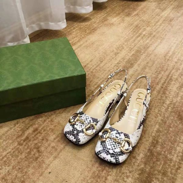 Gucci GG Women’s Mid-Heel Slingback with Horsebit Python Print Leather 6 cm Heel (1)
