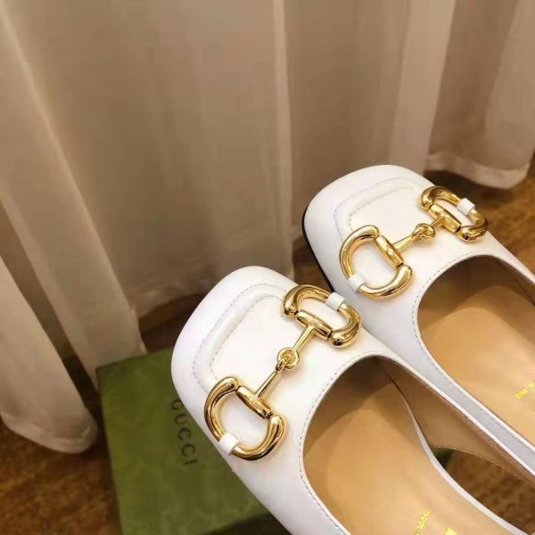 Gucci GG Women’s Mid-Heel Slingback with Horsebit White Leather 6 cm Heel (1)
