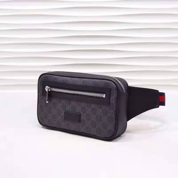 Gucci Unisex GG Black Belt Bag BlackGrey Soft GG Supreme (1)