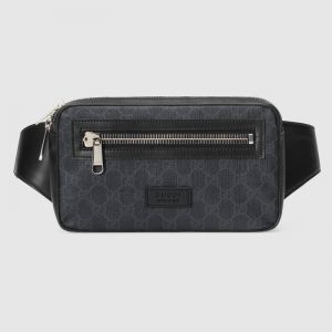 Gucci Unisex GG Black Belt Bag Black/Grey Soft GG Supreme
