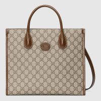 Gucci Unisex GG Small Tote Bag Beige/Ebony GG Supreme Canvas