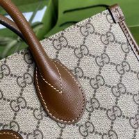 Gucci Unisex GG Small Tote Bag Beige/Ebony GG Supreme Canvas