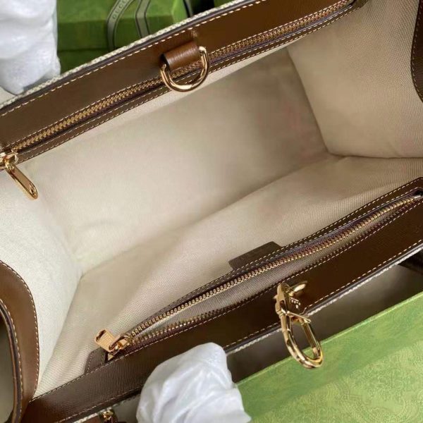 Gucci Unisex GG Small Tote Bag BeigeEbony GG Supreme Canvas (16)