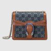 Gucci Women Dionysus Mini Bag Dark Blue Organic GG Jacquard Denim