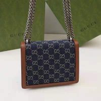 Gucci Women Dionysus Mini Bag Dark Blue Organic GG Jacquard Denim