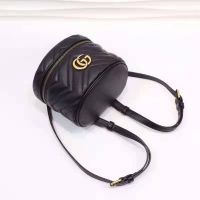 Gucci Women GG Marmont Cosmetic Case Black Matelassé Chevron Leather