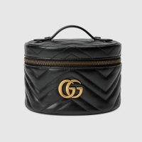 Gucci Women GG Marmont Cosmetic Case Black Matelassé Chevron Leather