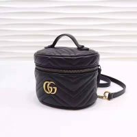 Gucci Women GG Marmont Cosmetic Case Black Matelassé Chevron Leather