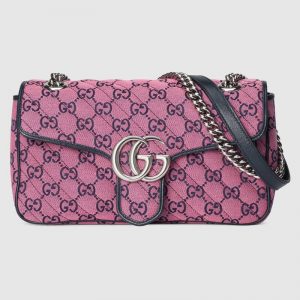Gucci Women GG Marmont Multicolor Small Shoulder Bag Double G-Purple