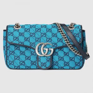 Gucci Women GG Marmont Multicolor Small Shoulder Bag Double G-Blue